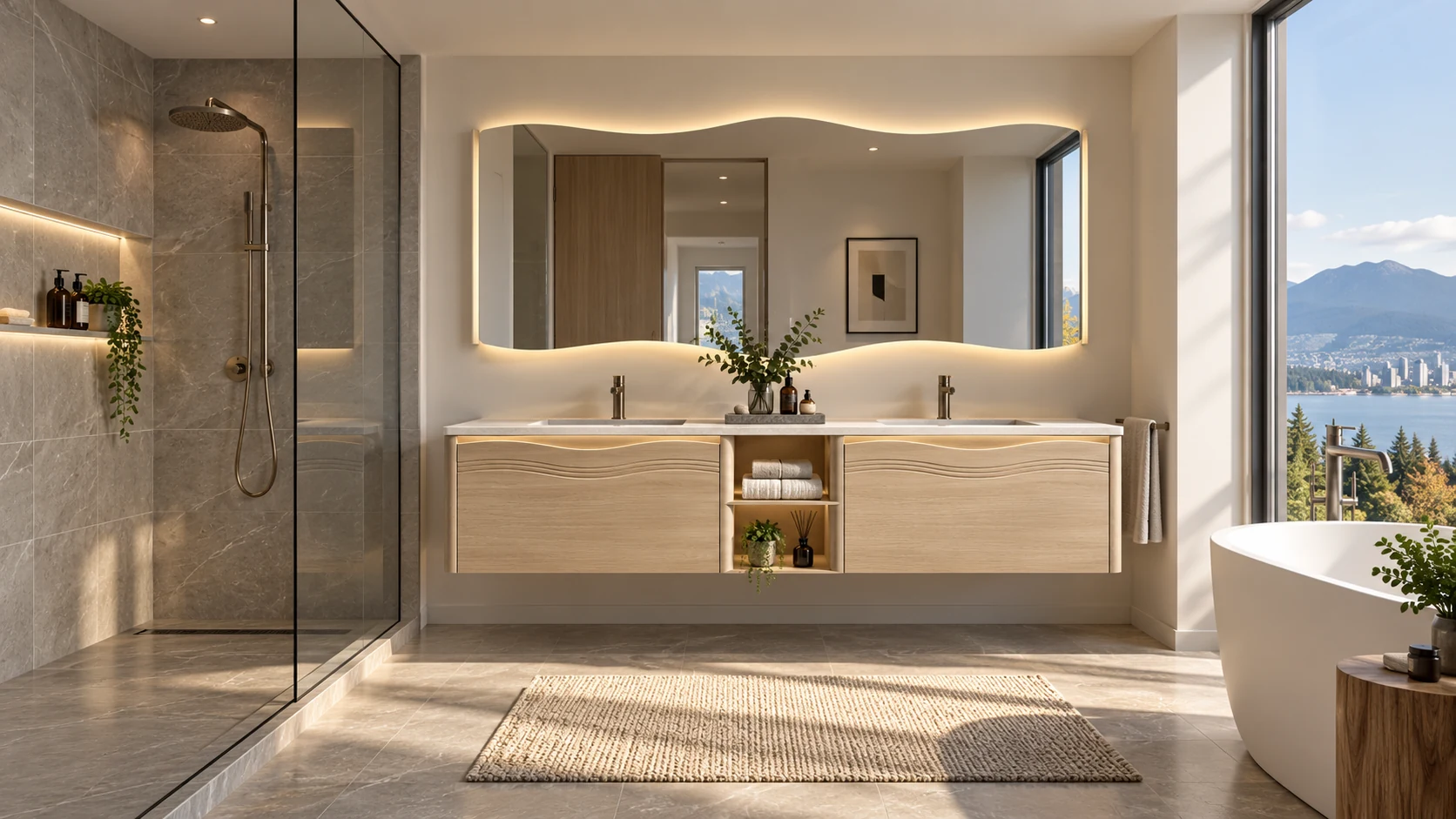 Concept visualization of coordinated double vanities for a residential project